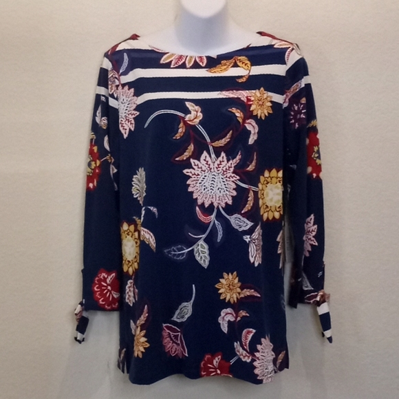 DG2 by Diane Gilman Striped Floral Top - Picture 4 of 15